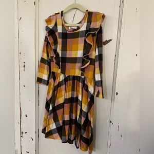EUC DotDotSmile Size 5/6 Plaid Ruffle Long Sleeve Dress